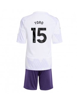 Billige Manchester United Leny Yoro #15 Bortedraktsett Barn 2025-26 Kortermet (+ Korte bukser)